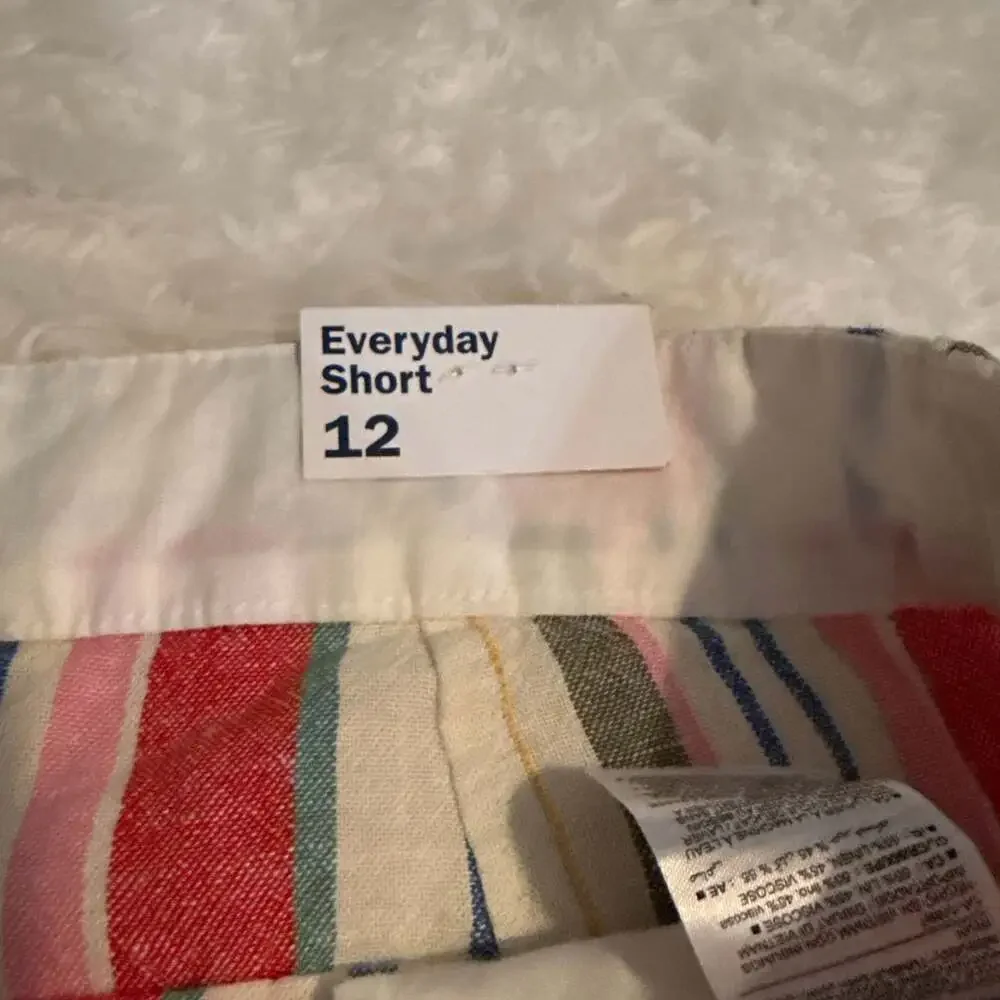 Old Navy Everyday Mid-Rise Striped Linen-Blend‎ Shorts 5-inch Inseam NWT